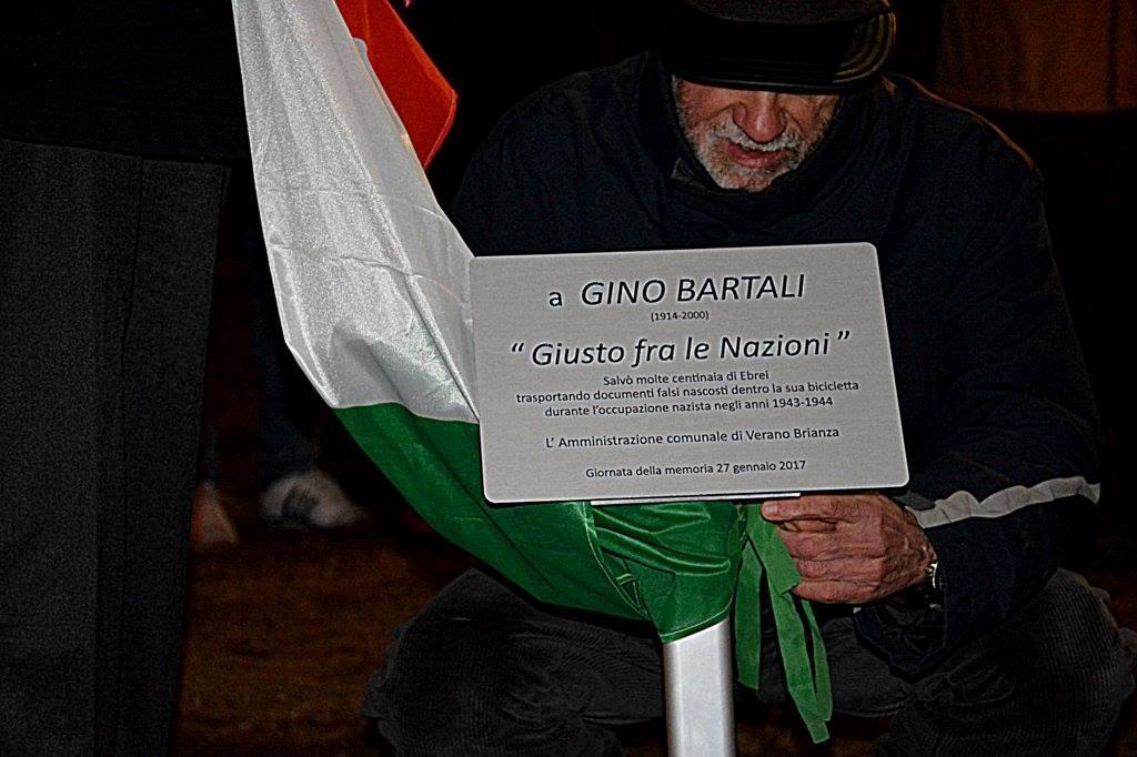 The memorial plaque in honour of Gino Bartali.